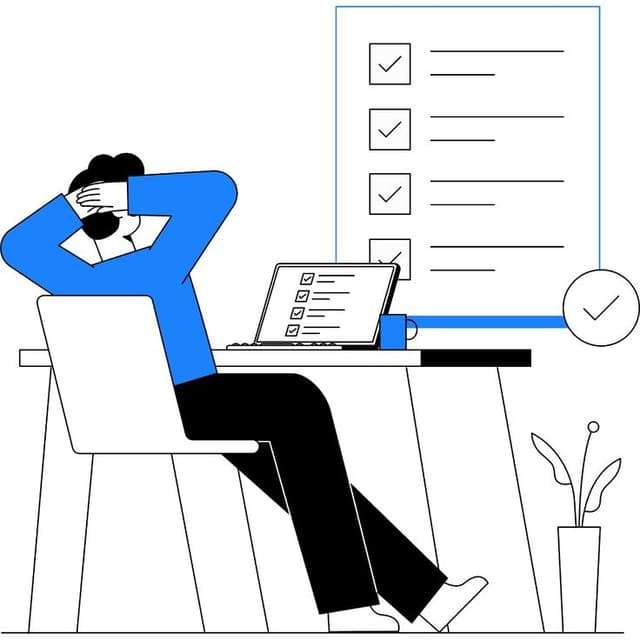 Illustration of a person relaxing after completed work