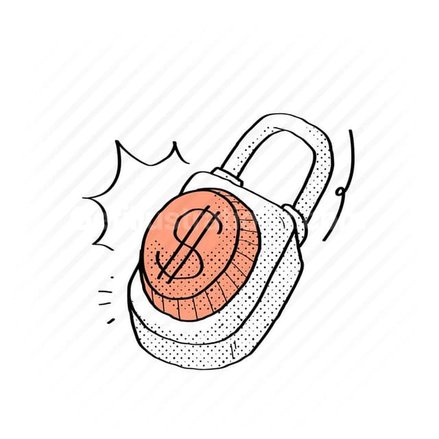 Illustration of a padlock with a coin