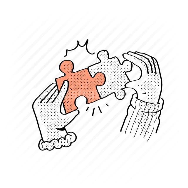 Illustration of two hands joining puzzle pieces