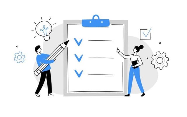 Illustration of people reviewing a checklist